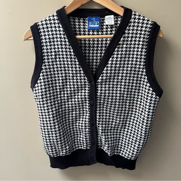 EP Pro golf black and white houndstooth vest Cotton S - Picture 1 of 3
